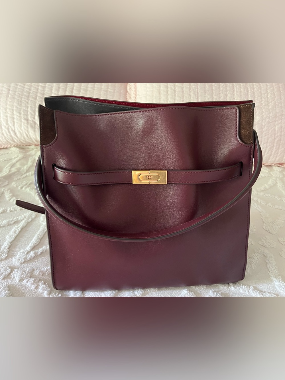 Tory Burch Lee Radziwill Double Bag in claret # 639